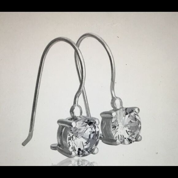 2 Ct. Round Sim Diamond French Hook Drop Dangle Earrings~925 SS - Picture 1 of 3